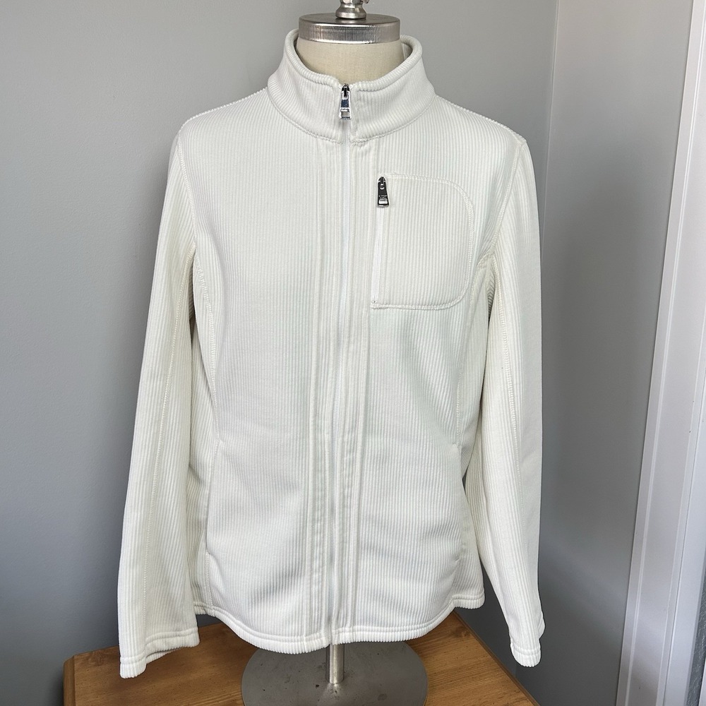 NWOT Andrew Marc Ribbed Full‎ Zip Jacket With Pockets | Cream | Women's MEDIUM